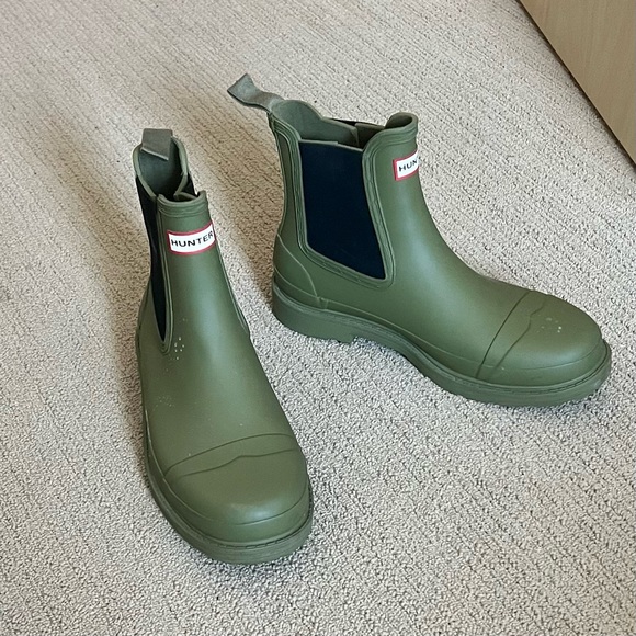 Hunter Olive Green Ankle Rain Boots - Picture 2 of 5